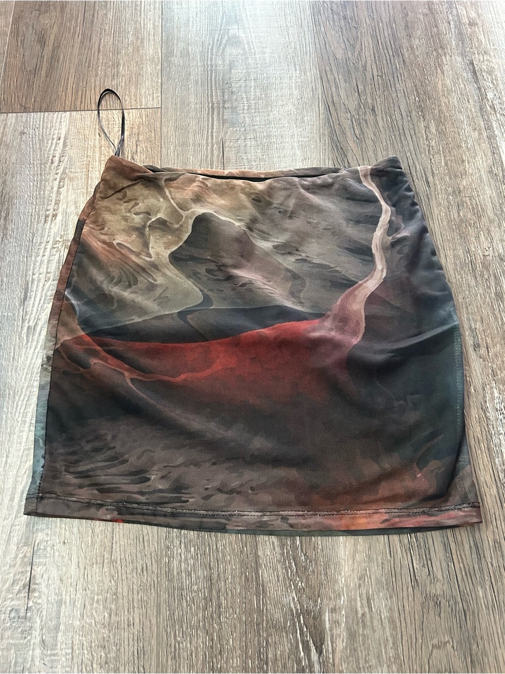 Fashion Nova Abstract Swirl Mini Skirt - Brown & Red